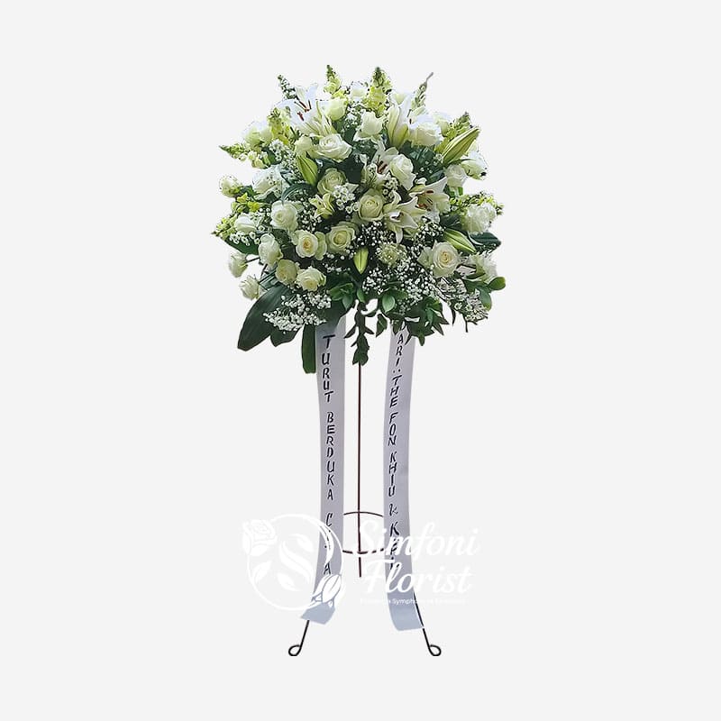 Karangan Bunga Rangkaian Bunga Berdiri Standing Flower Berduka Cita BRSF-01 - Toko Bunga Bandung Simfoni Florist simfoniflorist.com