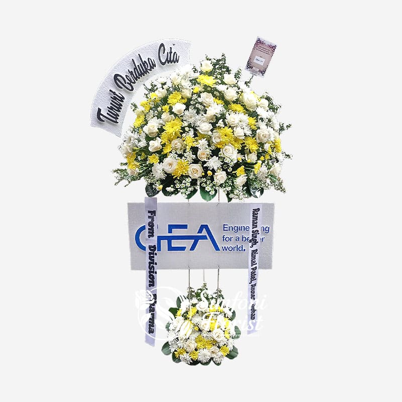 Karangan Bunga Rangkaian Bunga Berdiri Standing Flower Berduka Cita BRSF-02 - Toko Bunga Bandung Simfoni Florist simfoniflorist.com
