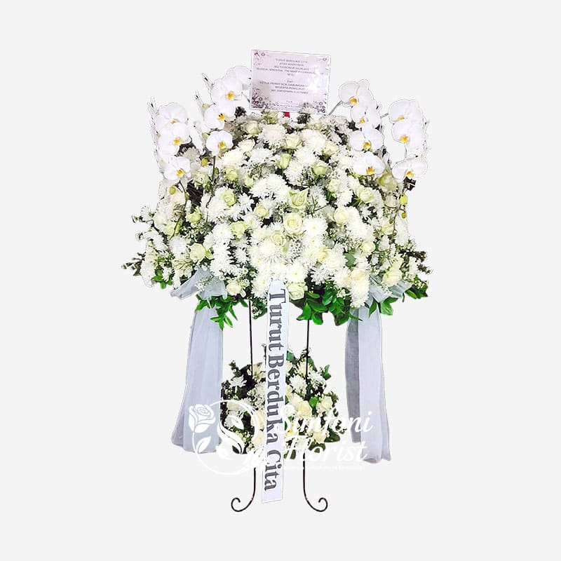 Karangan Bunga Rangkaian Bunga Berdiri Standing Flower Berduka Cita BRSF-03 - Toko Bunga Bandung Simfoni Florist simfoniflorist.com