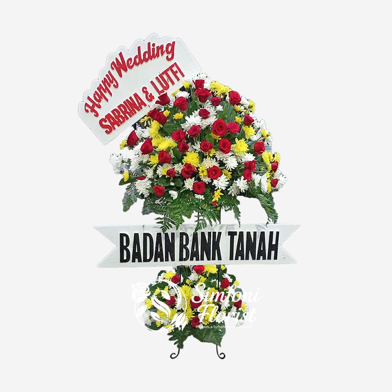 Karangan Bunga Rangkaian Bunga Berdiri Standing Flower Pernikahan Wedding dan Selamat Congratulation BRPS-03 - Toko Bunga Bandung Simfoni Florist simfoniflorist.com