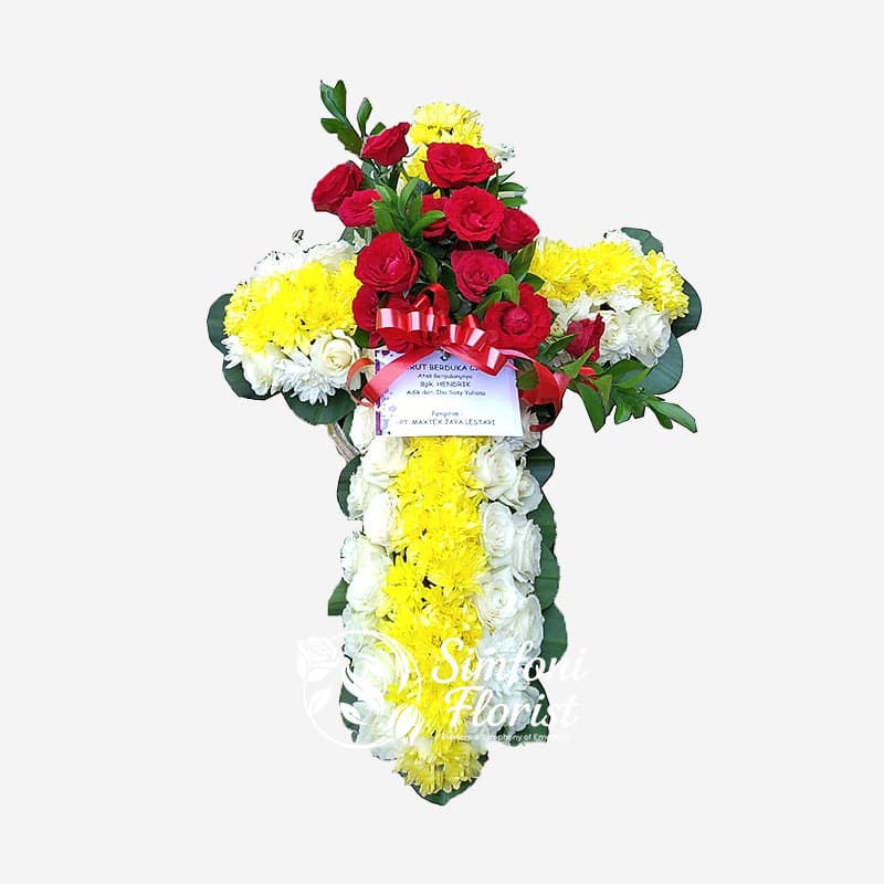 Karangan Bunga Rangkaian Bunga Salib (Flower Cross) BRFC-03 - Toko Bunga Bandung Simfoni Florist simfoniflorist.com
