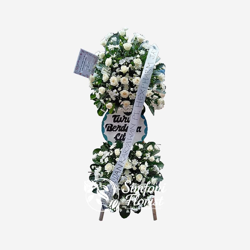 Karangan Bunga Rangkaian Bunga Berdiri Standing Flower Berduka Cita BRSF-07 - Toko Bunga Bandung Simfoni Florist simfoniflorist.com