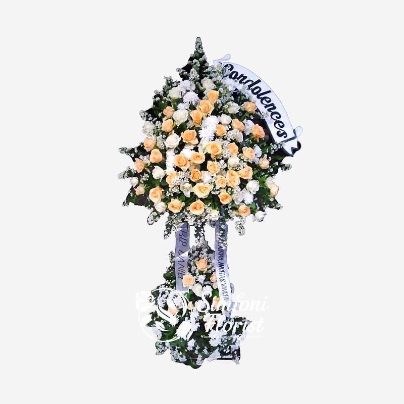 Karangan Bunga Rangkaian Bunga Berdiri Standing Flower Berduka Cita BRSF-09 - Toko Bunga Bandung Simfoni Florist simfoniflorist.com