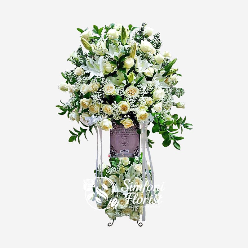 Karangan Bunga Rangkaian Bunga Berdiri Standing Flower Berduka Cita BRSF-10 - Toko Bunga Bandung Simfoni Florist simfoniflorist.com