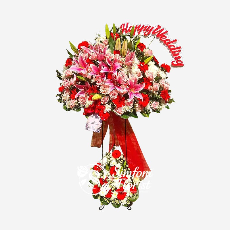 Karangan Bunga Rangkaian Bunga Berdiri Standing Flower Pernikahan Wedding dan Selamat Congratulation BRPS-05 - Toko Bunga Bandung Simfoni Florist simfoniflorist.com
